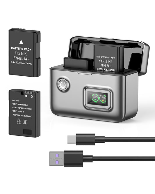 Nikon EN-EL14/14a Replacement Battery (2-Pack) and Dual Charger