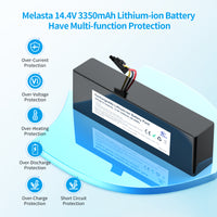 Melasta 14.4V 3350mAh Vacuum Cleaner Battery for Conga 3290 3390 3490 3590 3690 3790 3890 Series, Li-Ion Battery for Xiaomi Mop