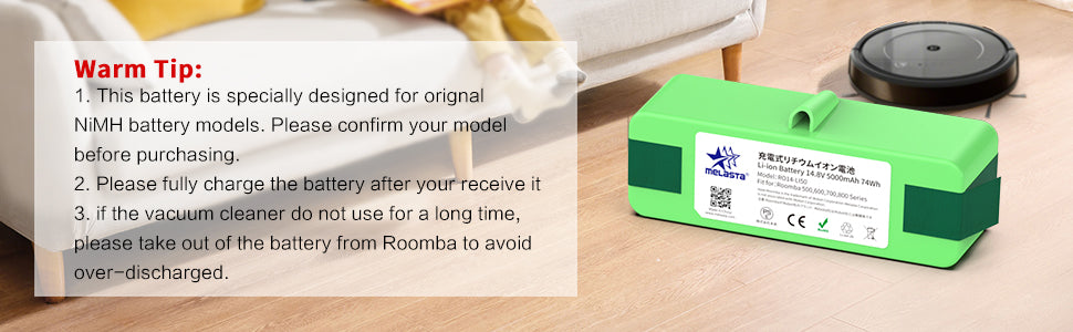 Roomba 500-800 Series Replacement Battery  14.4V 5000mAh Li-ion Battery Compatible with iRobot Roomba 880, 890, 675, 650 & More