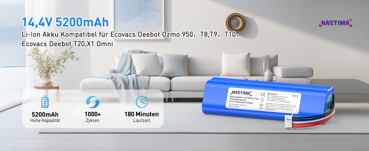Ecovacs Deebot Ozmo 950 Replacement Battery 14.4V 5200mAh