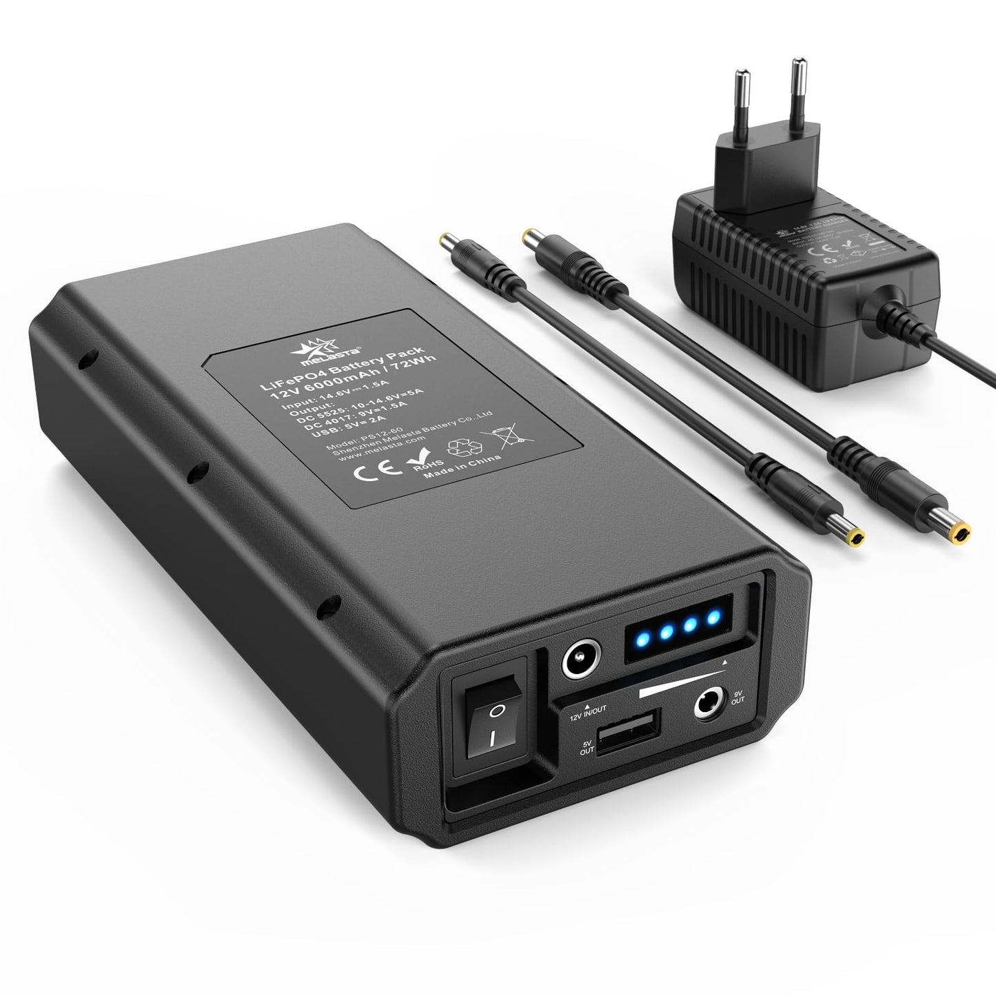 12V Power Bank for Routers & LED Lights  6000mAh LiFePO4 with 9V & USB-A