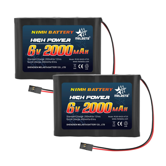 6V 2000mAh NiMH RX Receiver Battery 2-Pack for RC Airplanes