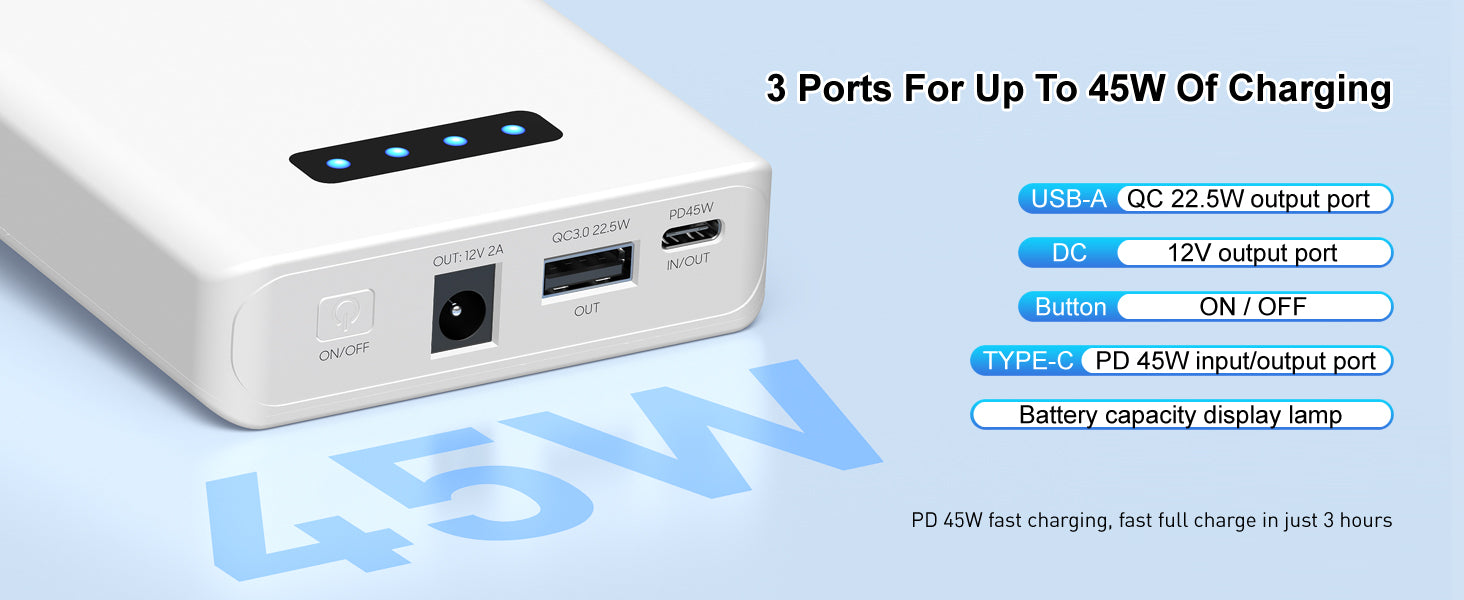 12V Portable Power Bank with DC Output  5200mAh for Phones & More