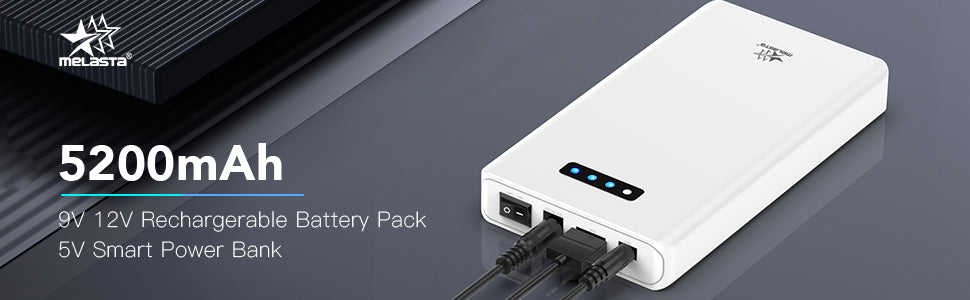 12V Power Bank for LED Strips   5200mAh 60Wh with 9V DC & USB Output