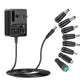 12V 2A AC DC Power Supply Charger, Universal Adapter with 8 Tips