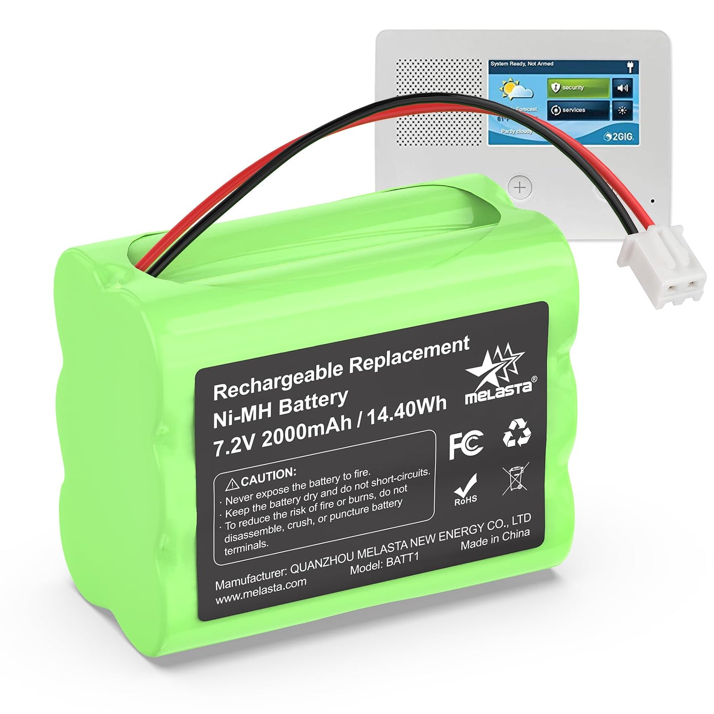 2GIG GC2/CP2 Control Panel Replacement Battery  7.2V 2000mAh