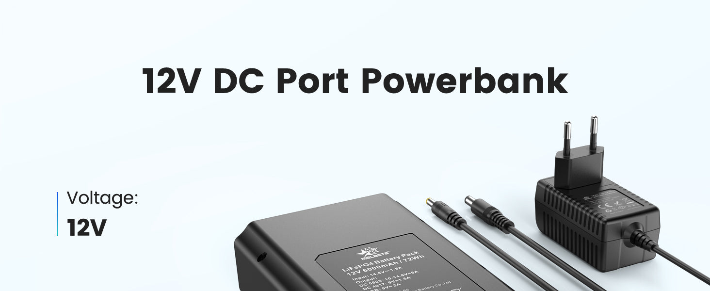 12V Power Bank for Routers & LED Lights  6000mAh LiFePO4 with 9V & USB-A