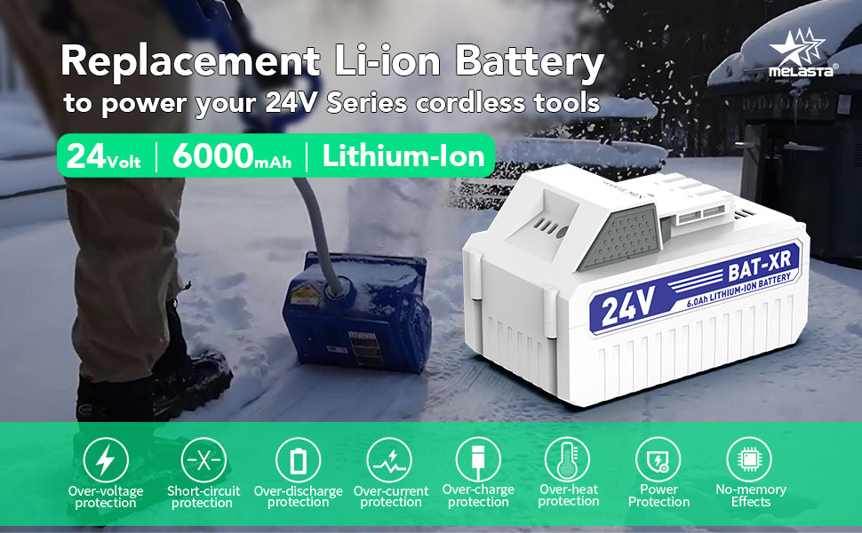 24V 6.0Ah Li-ion Replacement Battery for Snow Joe iON+ System