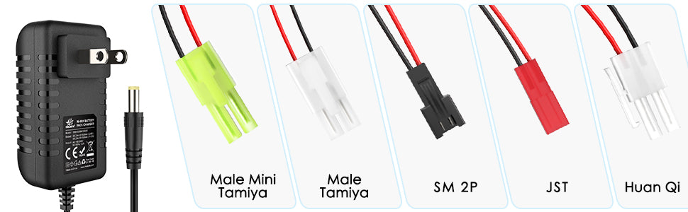 RC Battery Charger for NiMH Packs , Universal 2.4-12V with Tamiya/JST Connectors