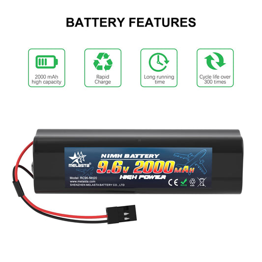 9.6V 2000mAh NiMH RX Battery with Hitec Plug for Futaba RC