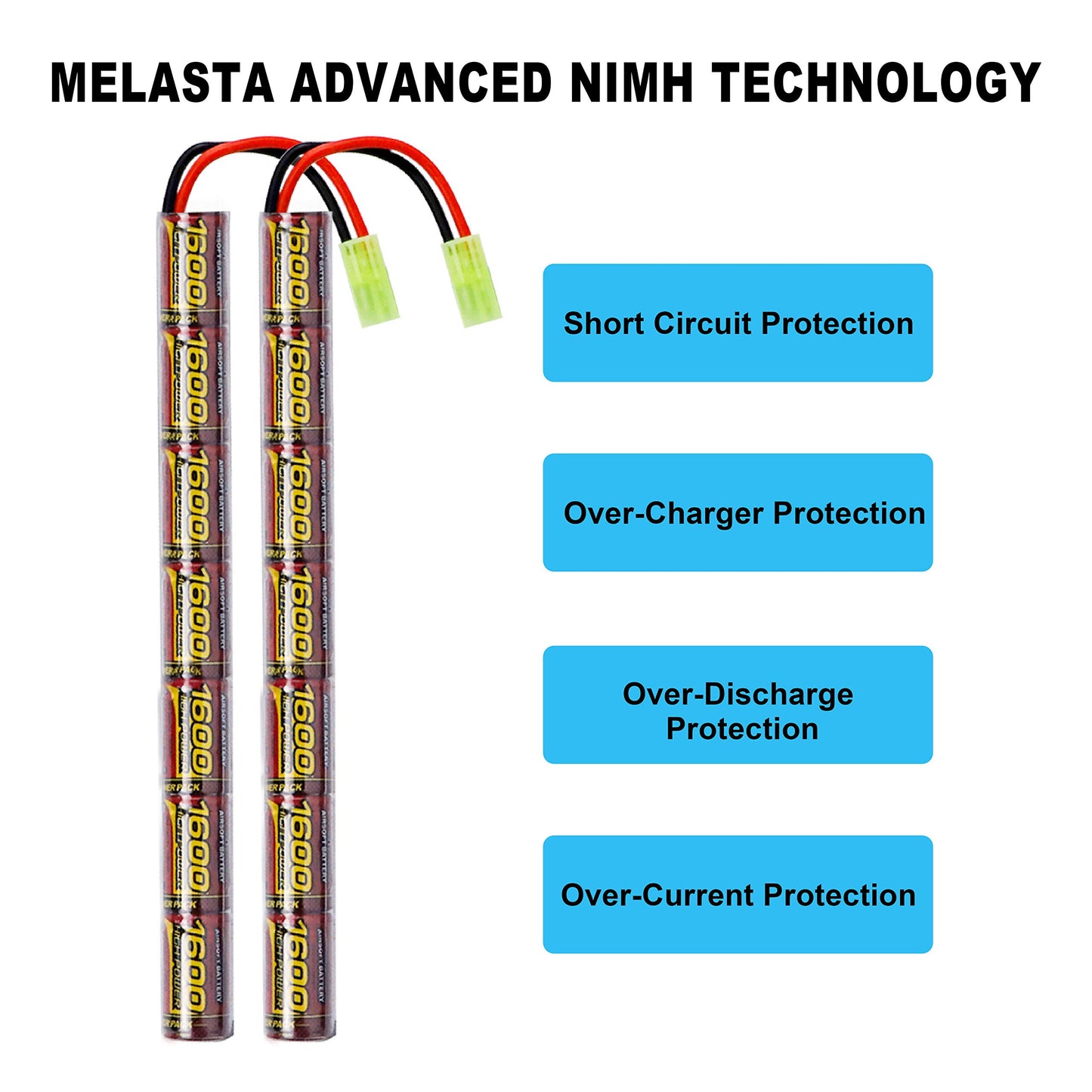 8.4V 1600mAh NiMH Airsoft Battery 2-Pack