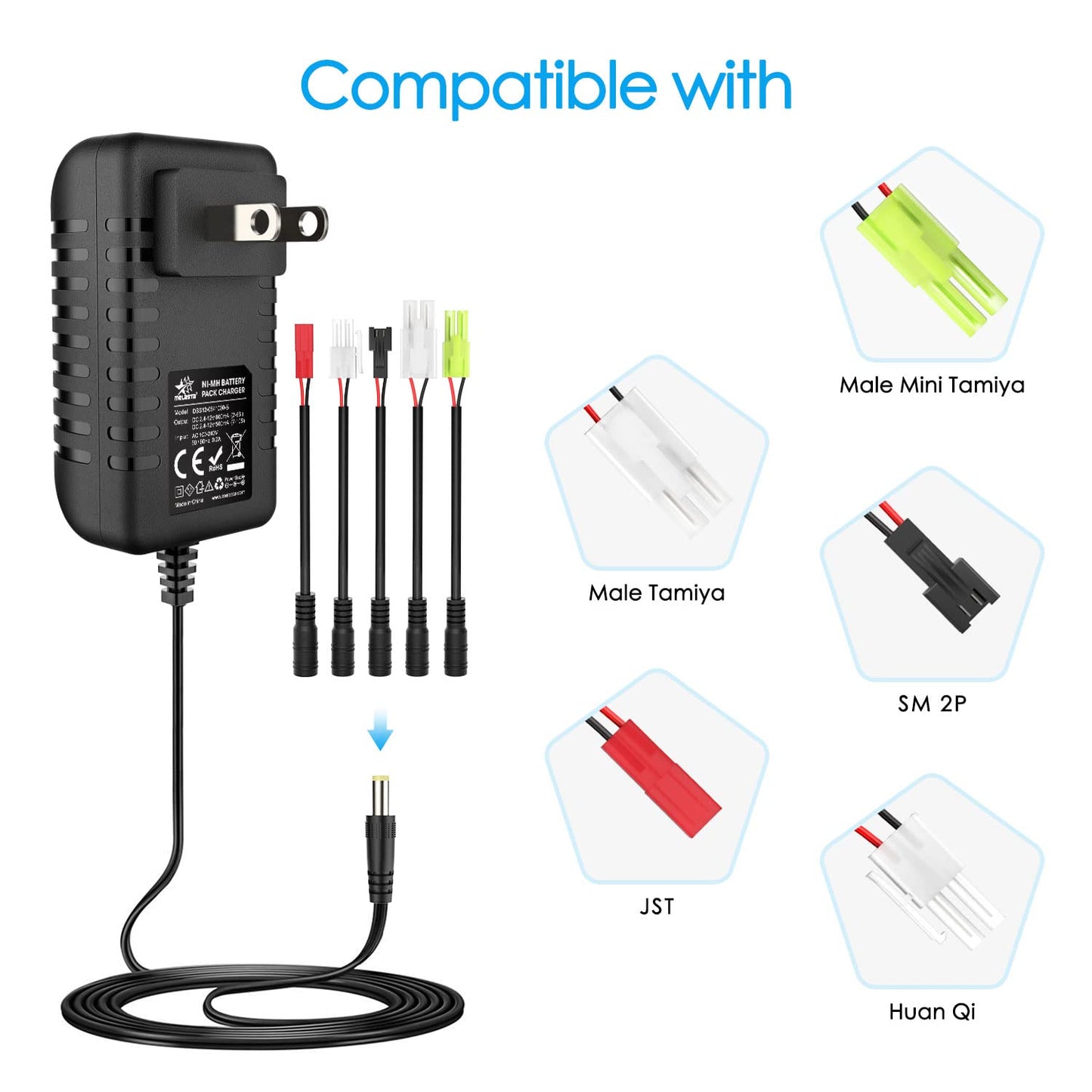 RC Battery Charger for NiMH Packs , Universal 2.4-12V with Tamiya/JST Connectors