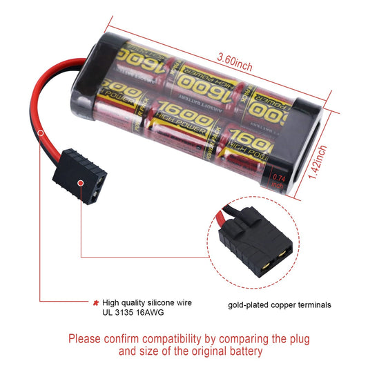 7.2V 1600mAh NiMH RC Battery
