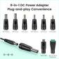 12V 2A AC DC Power Supply Charger, Universal Adapter with 8 Tips