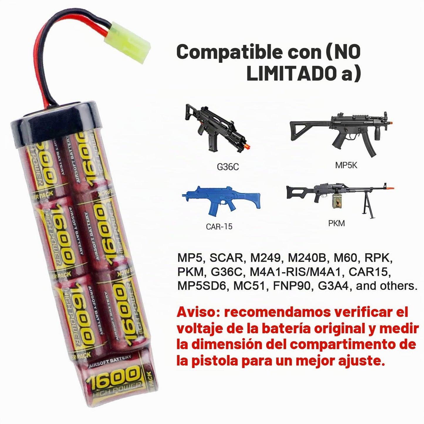 8.4V Airsoft Battery 1600mAh NiMH Battery with Mini Tamiya