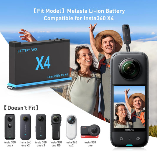Insta360 X4  Battery（2 Pack）2500 mAh Replacement Li-ion Battery