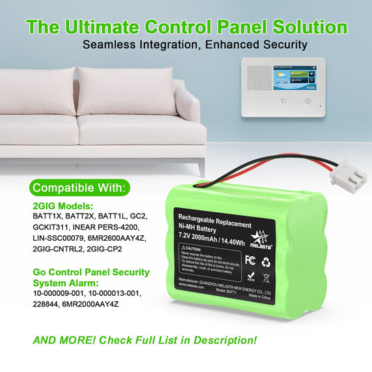 2GIG GC2/CP2 Control Panel Replacement Battery  7.2V 2000mAh