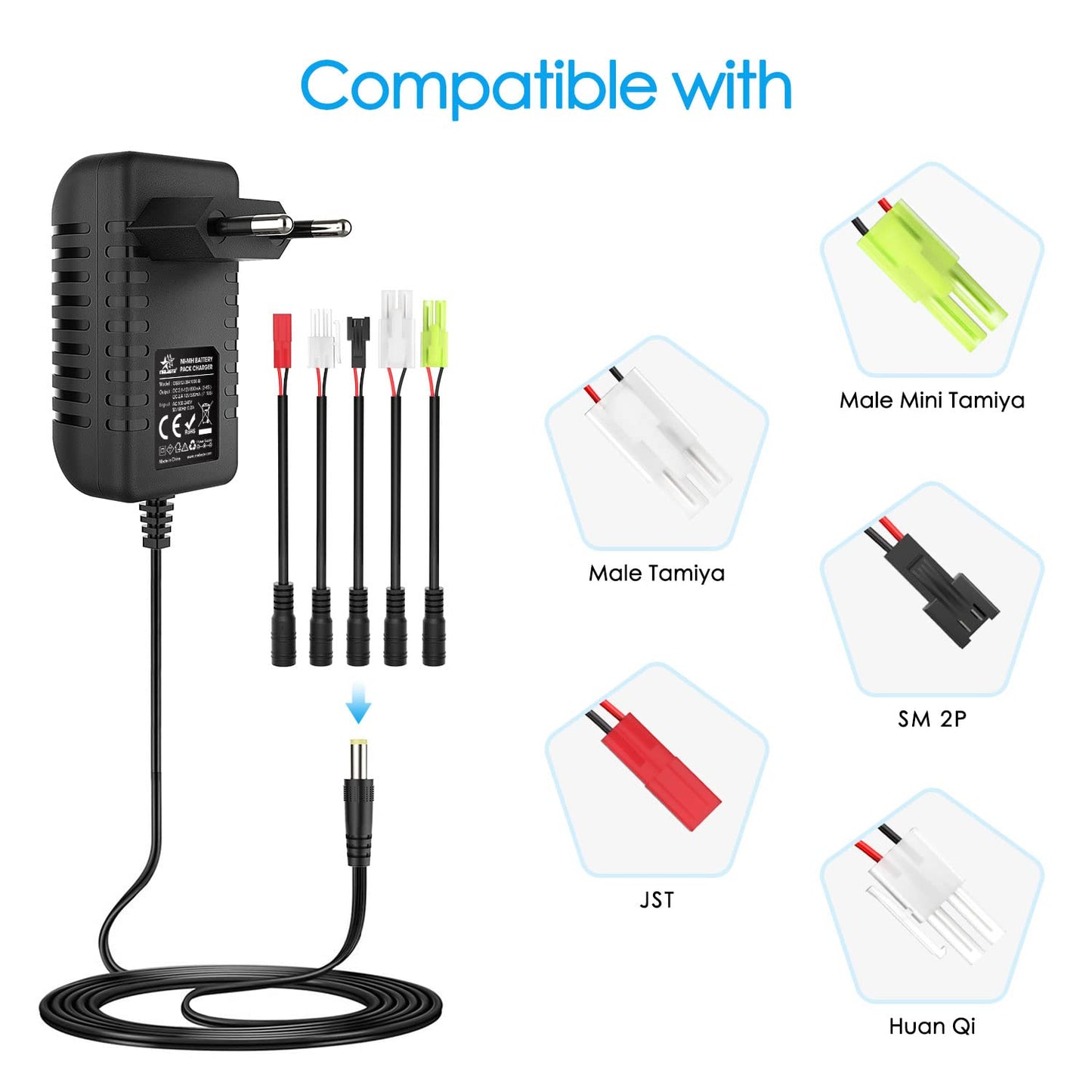 【EU】NIMH/NICD Charger 2.4V-7.2V 8.4V 9.6V 10.8V 12V for 2-10S NIMH Battery