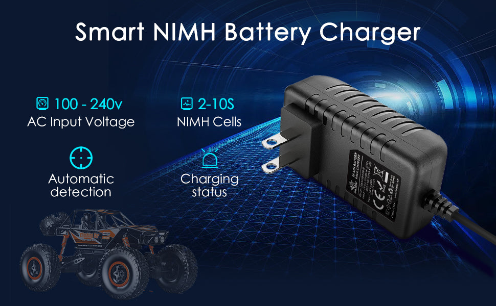 RC Battery Charger for NiMH Packs , Universal 2.4-12V with Tamiya/JST Connectors