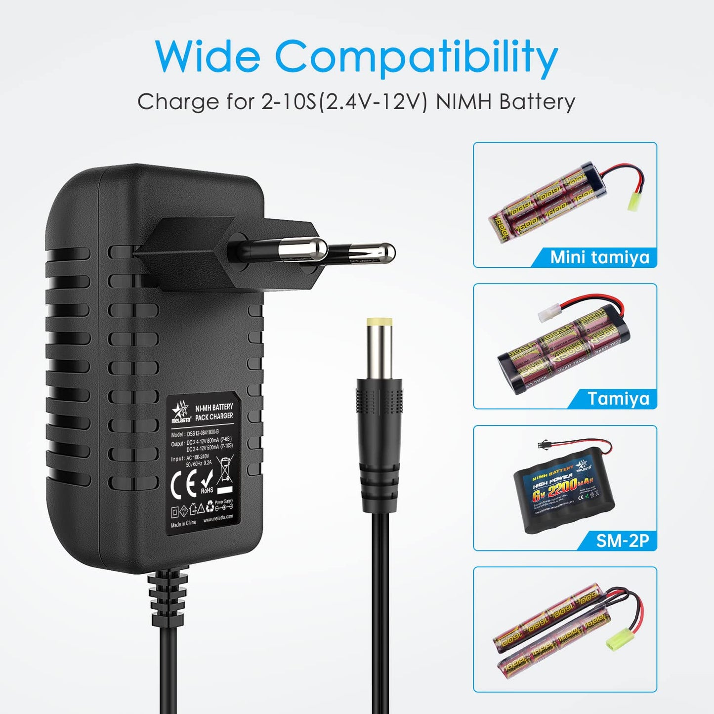 【EU】NIMH/NICD Charger 2.4V-7.2V 8.4V 9.6V 10.8V 12V for 2-10S NIMH Battery