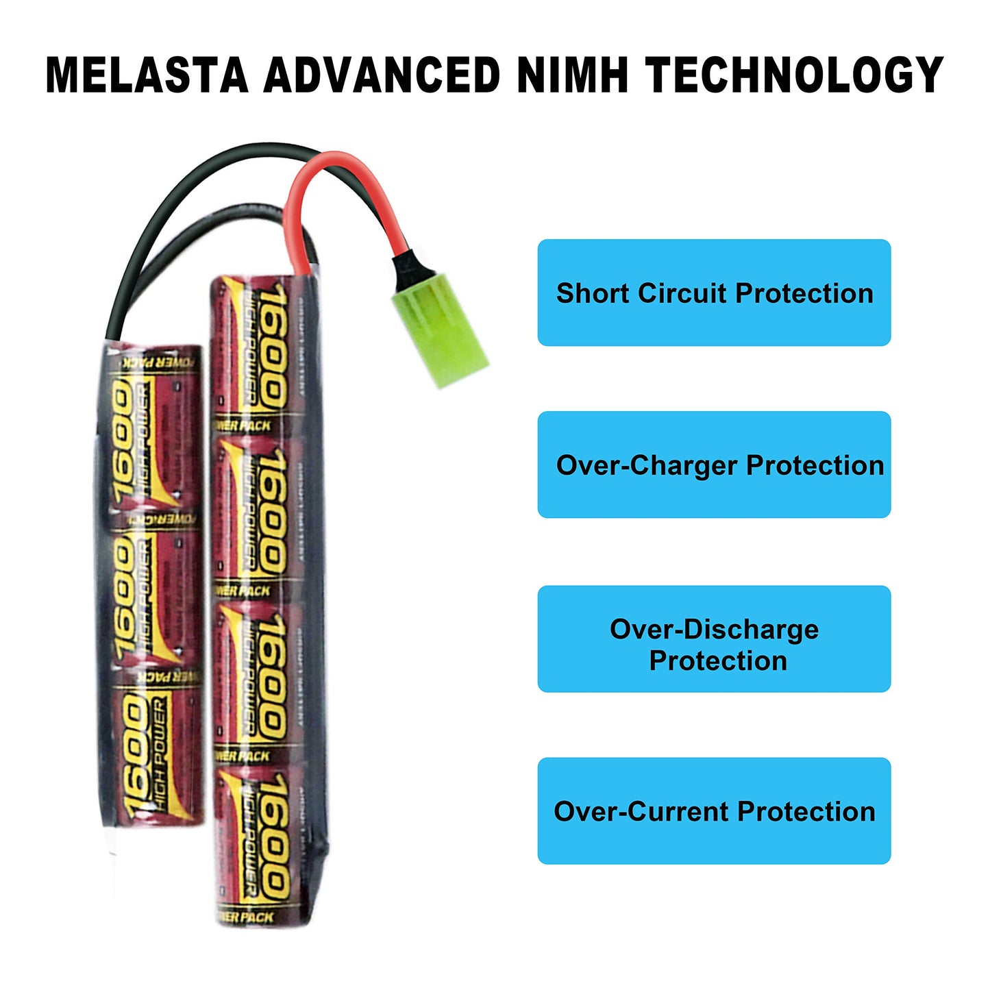 8.4V 1600mAh NiMH Airsoft Battery 2-Pack