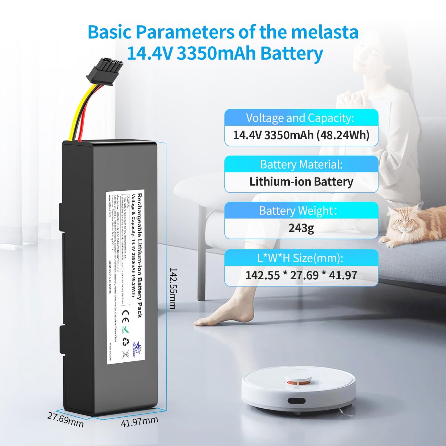 14.4V 3350mAh Replacement Battery for Conga