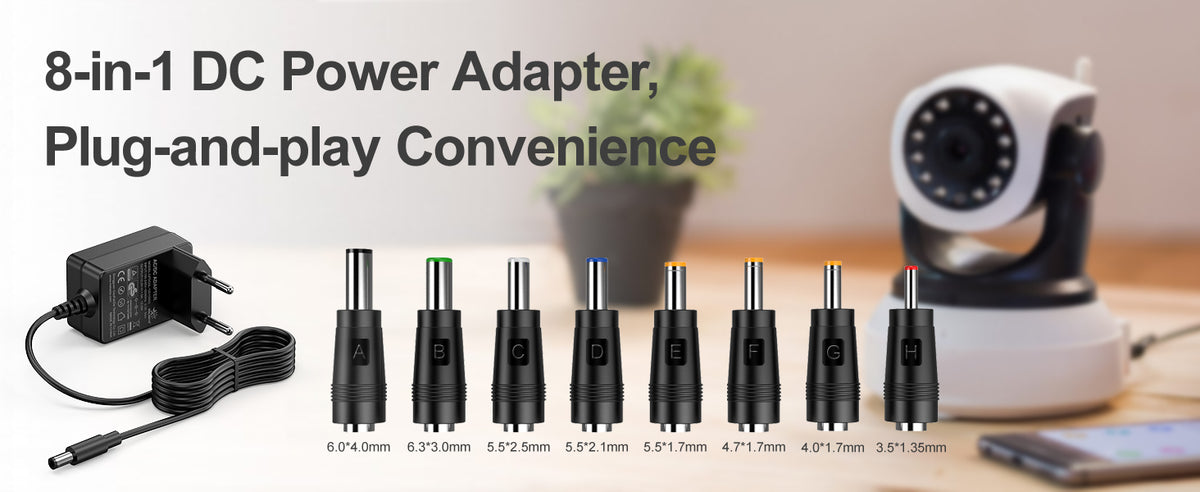 12V 1A AC/DC Power Adapter for 12V Electronics