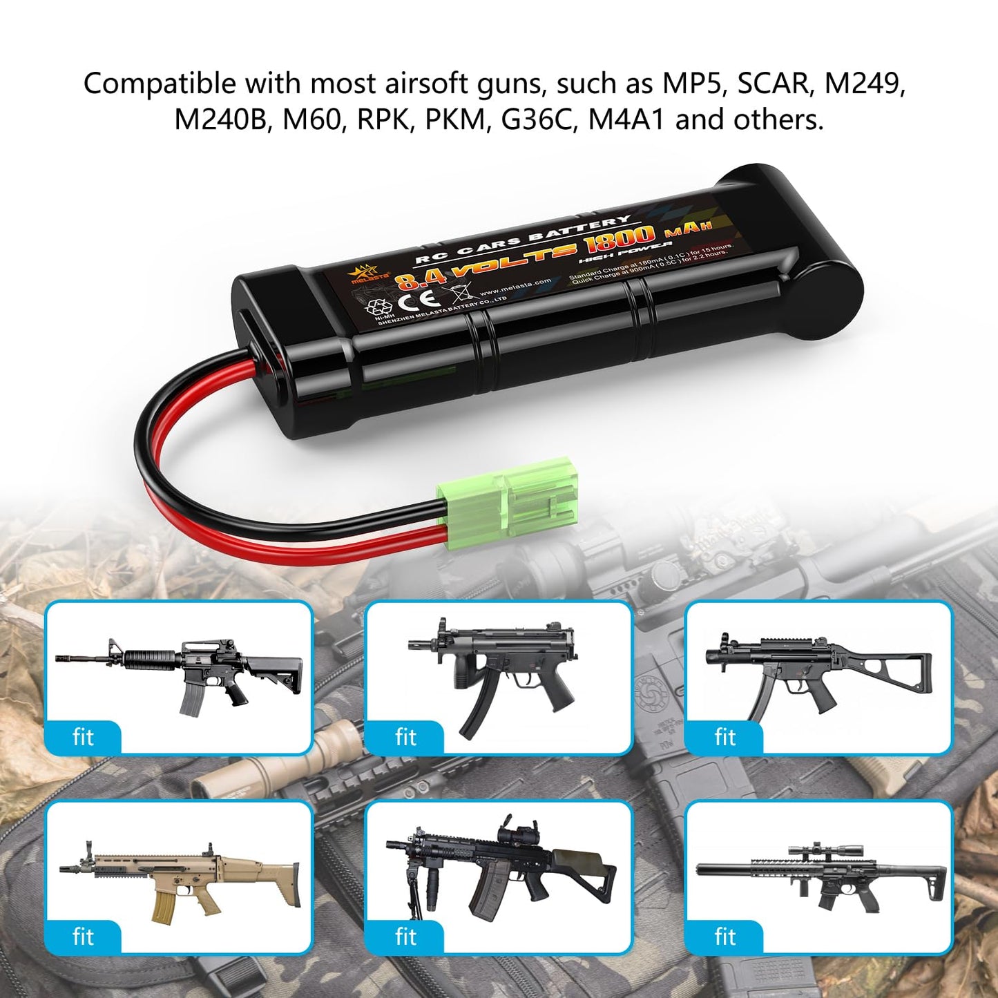 8.4V 1800mAh Flat NiMH Airsoft Battery – Mini Tamiya