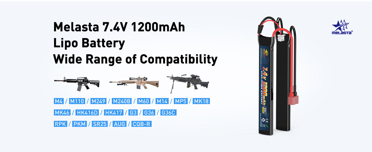 7.4V 1200mAh 25C LiPo Battery for RC Cars & Airsoft | Rechargeable RC Battery with Deans T-Plug
