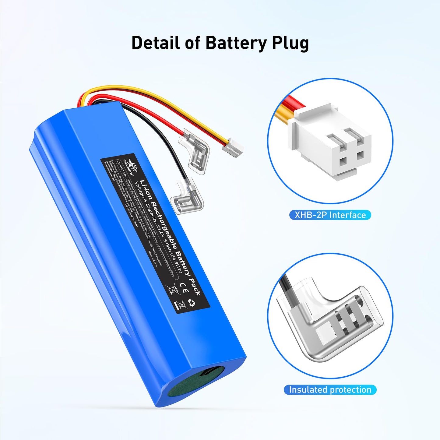 21.6V 3000mAh Replacement Battery for  Tineco
