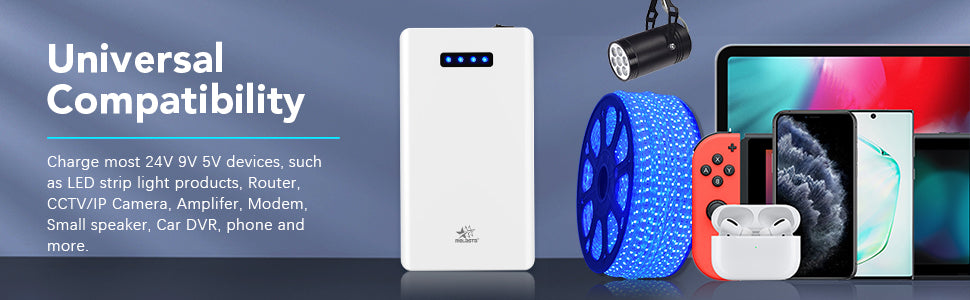24V DC Power Bank for LED Strips  3350mAh with 9V & USB Output