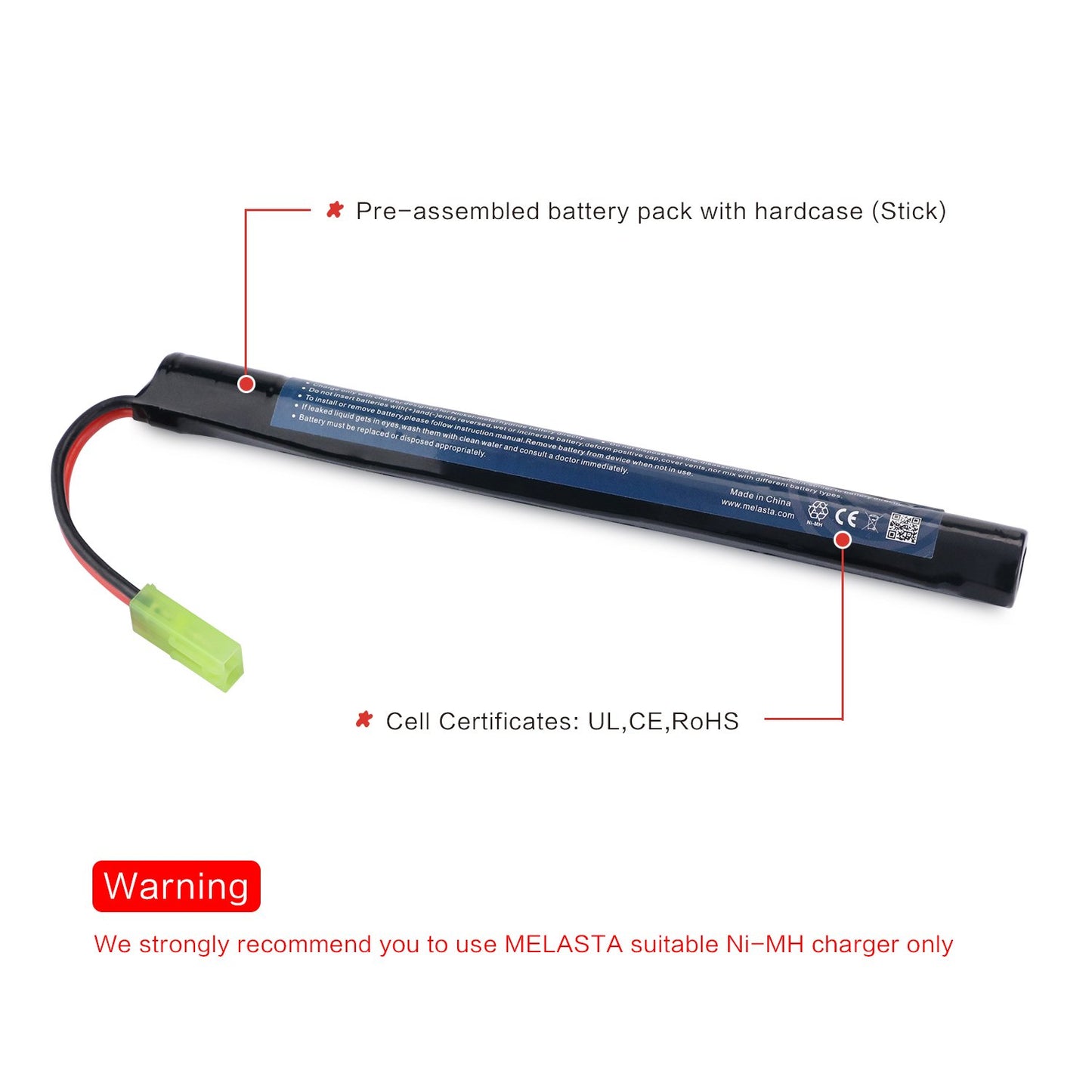 8.4V 1600mAh 2/3A Stick NiMH Battery 2-Pack for Airsoft Guns