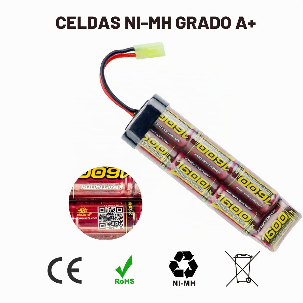 8.4V Airsoft Battery 1600mAh NiMH Battery with Mini Tamiya