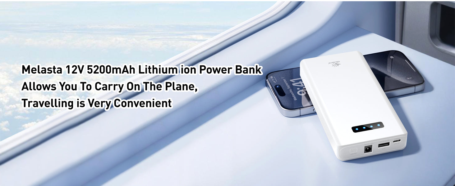12V Portable Power Bank with DC Output  5200mAh for Phones & More