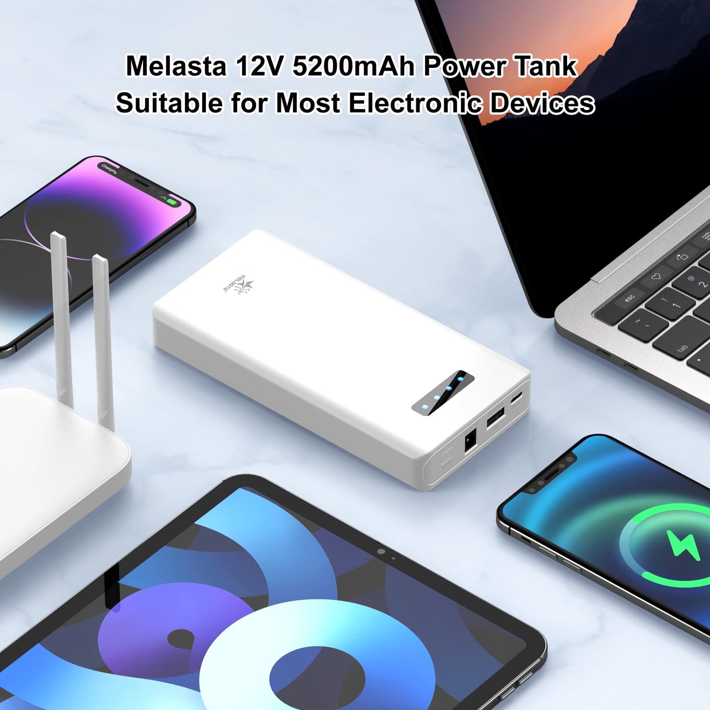 12V Portable Power Bank with DC Output  5200mAh for Phones & More