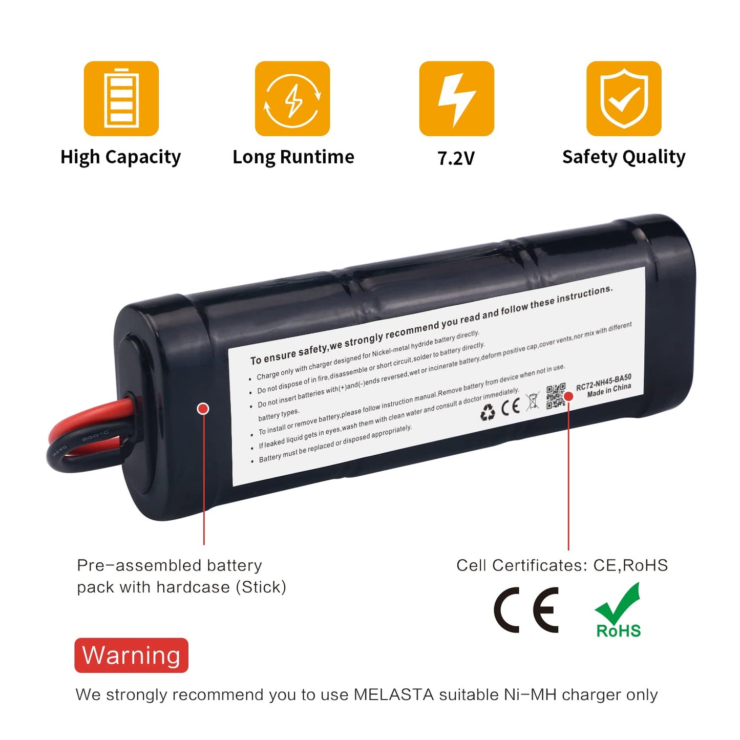 RC Battery for Redcat Racing – Banana Plug ( NiMH) 7.2V 5000mAh