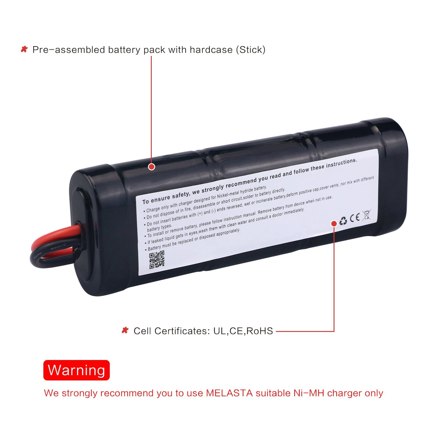 7.2V 5000mAh 6-Cell NiMH RC Battery for Cars/Trucks