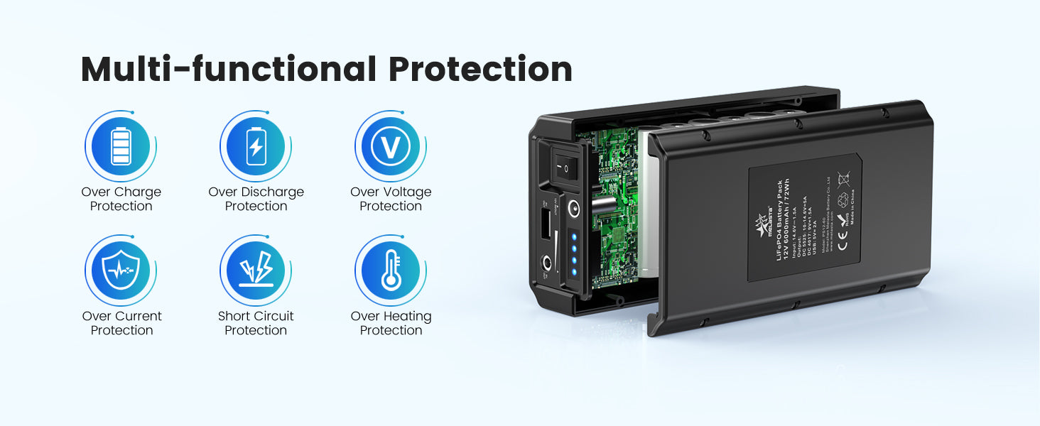 12 V Power Bank 6000 mAh Portable LiFePO4 Power Bank with Charger