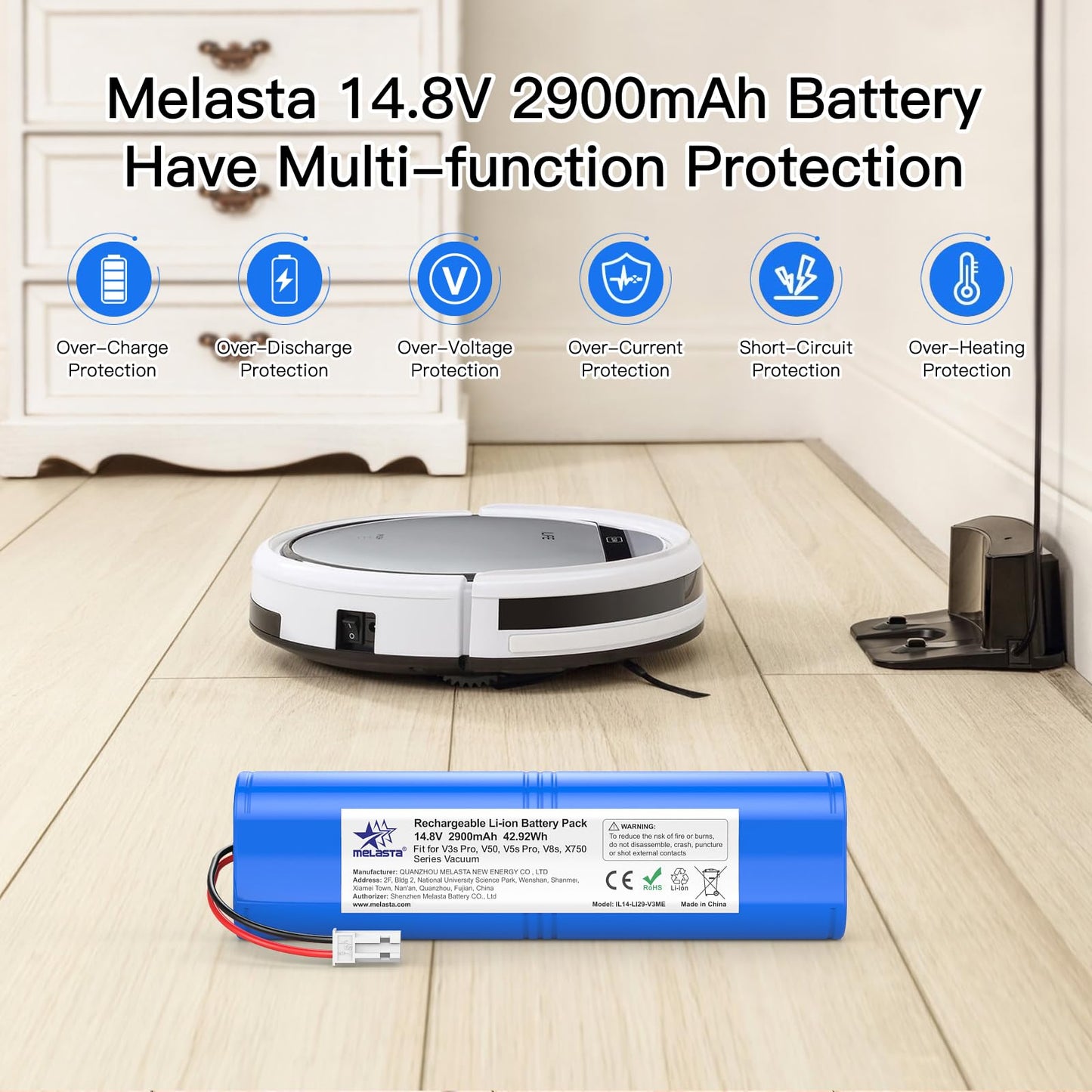 iLife V Series Replacement Battery 14.8V 2900mAh Li-Ion