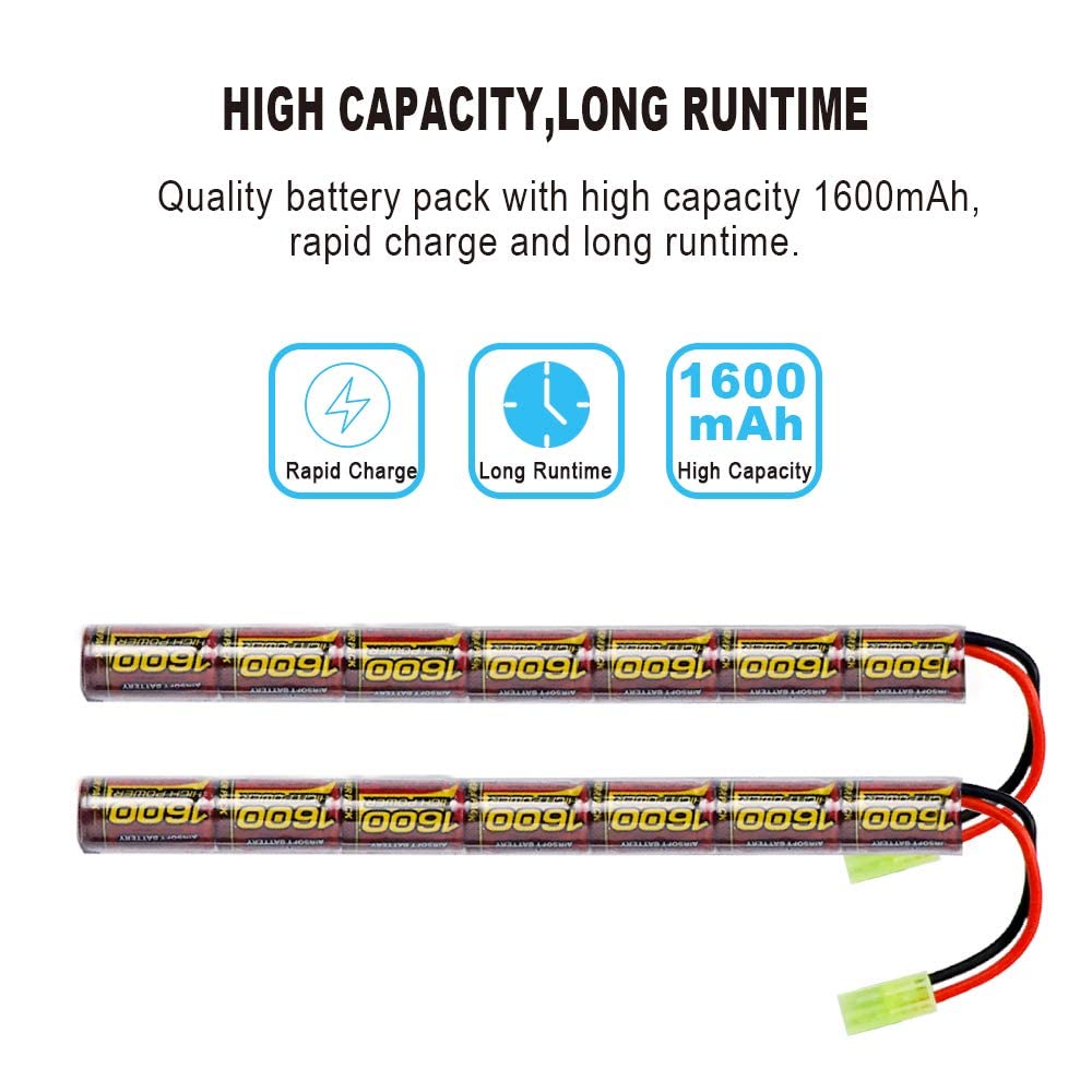 8.4V 1600mAh NiMH Airsoft Battery 2-Pack