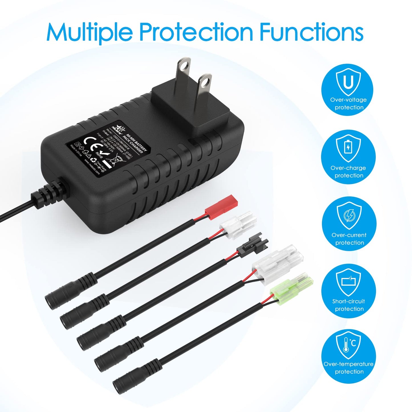 RC Battery Charger for NiMH Packs , Universal 2.4-12V with Tamiya/JST Connectors