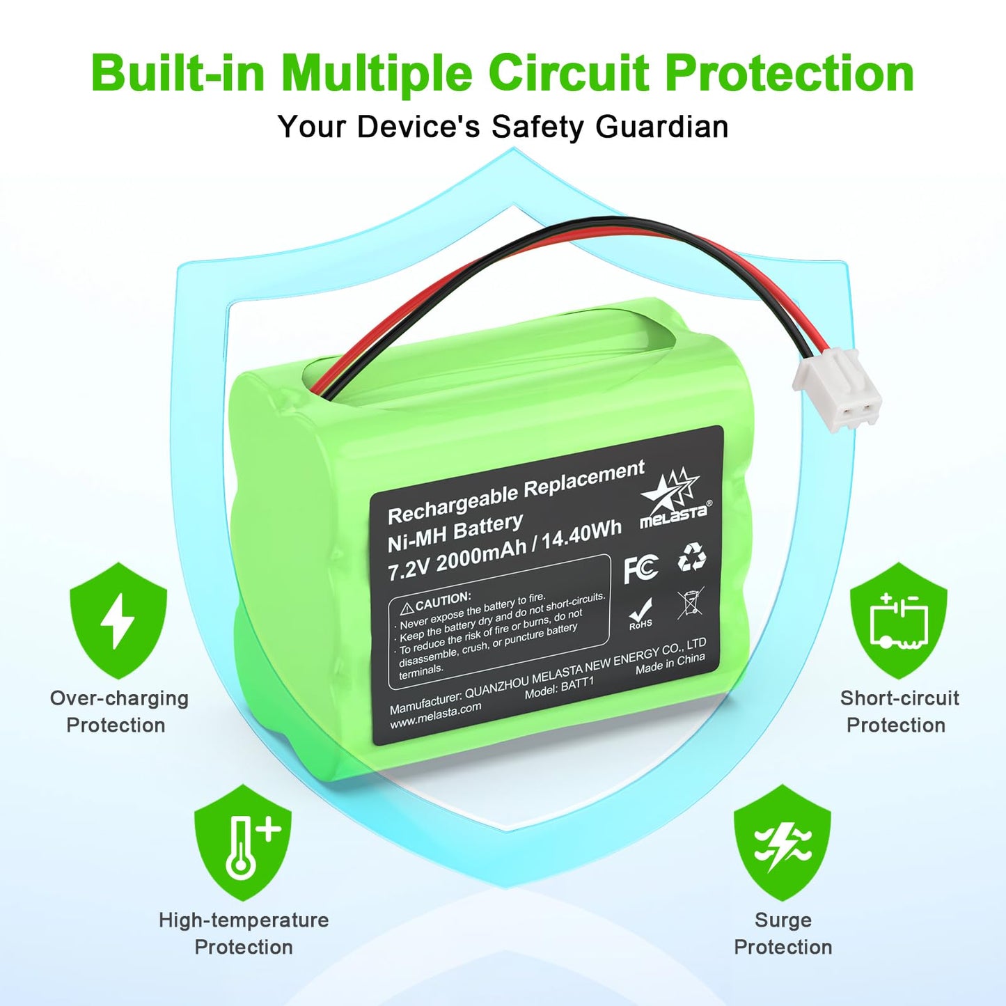 2GIG GC2/CP2 Control Panel Replacement Battery  7.2V 2000mAh
