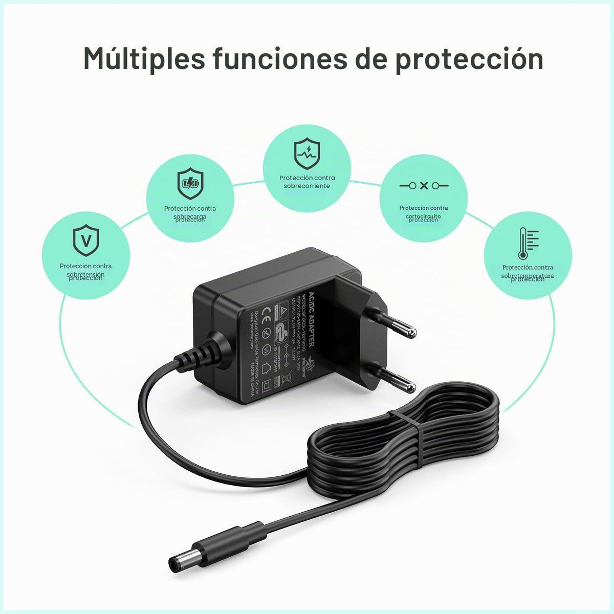 12V 1A AC/DC Power Adapter for 12V Electronics