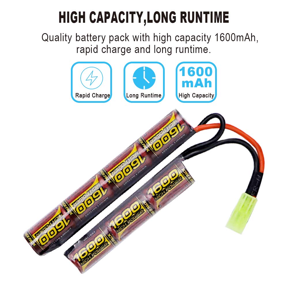 8.4V 1600mAh NiMH Airsoft Battery 2-Pack