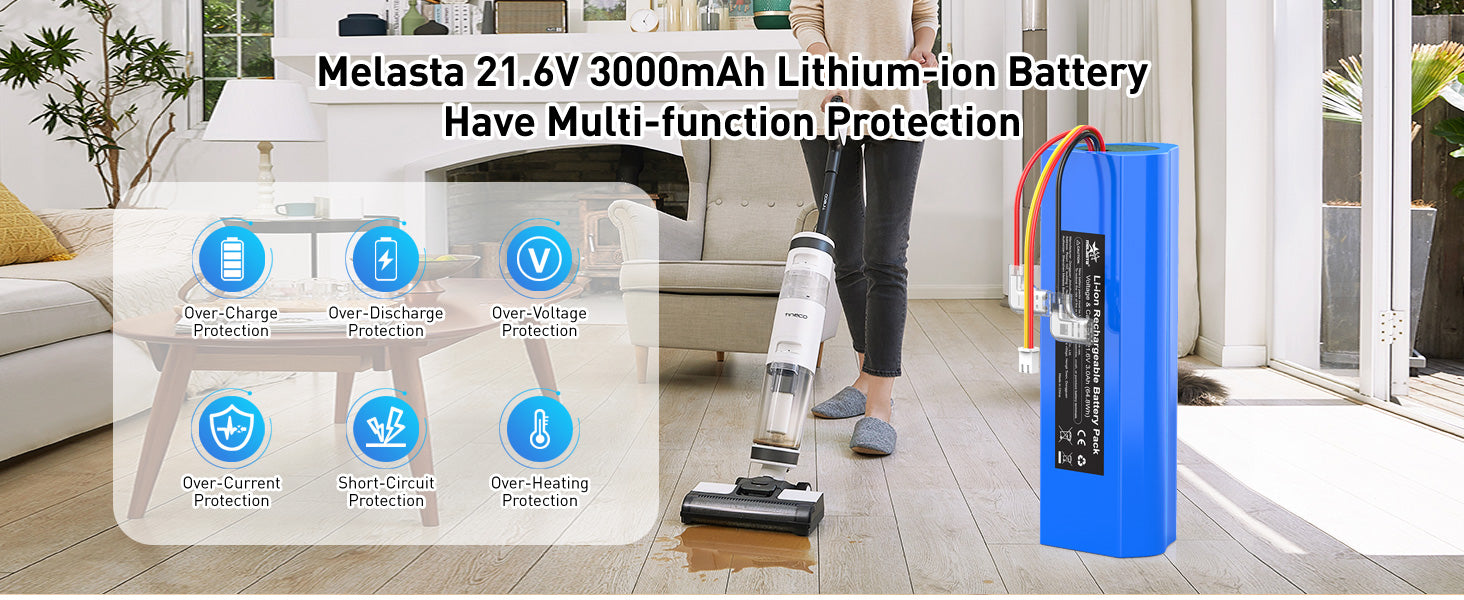 21.6V 3000mAh Replacement Battery for  Tineco