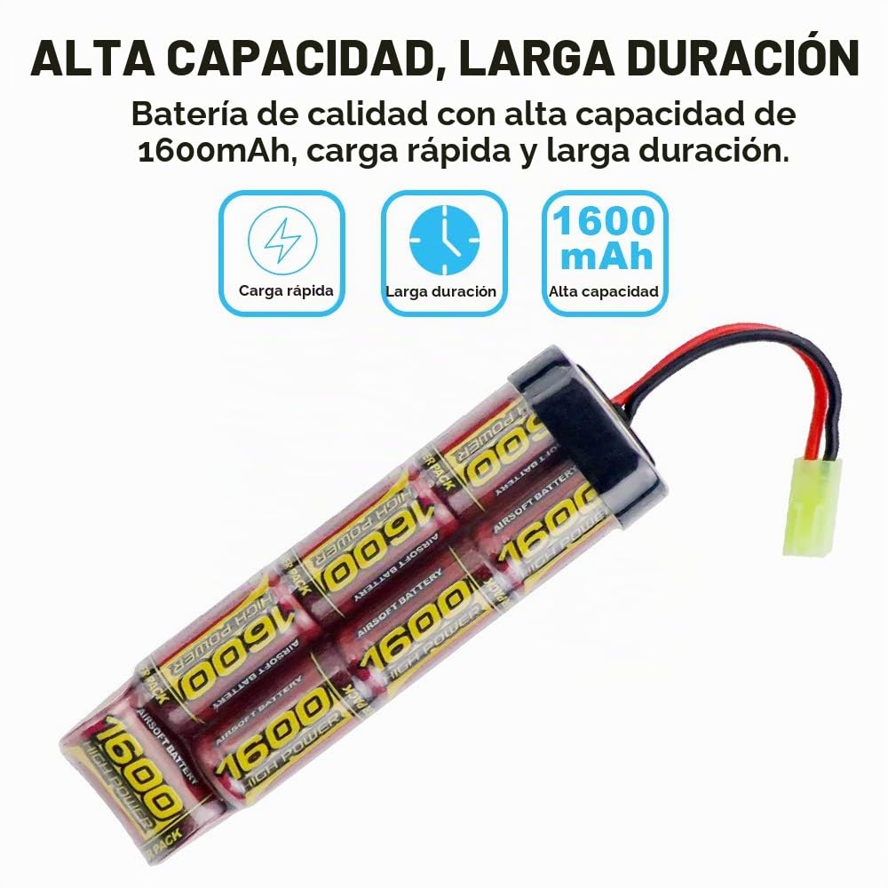 8.4V Airsoft Battery 1600mAh NiMH Battery with Mini Tamiya