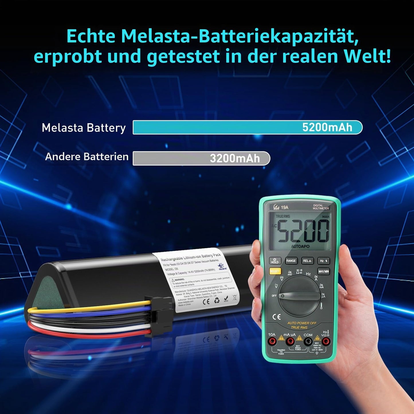 Neato Botvac D3/D4/D5/D6/D7 Battery 14.4V 5200mAh (945-0225 Compatible)