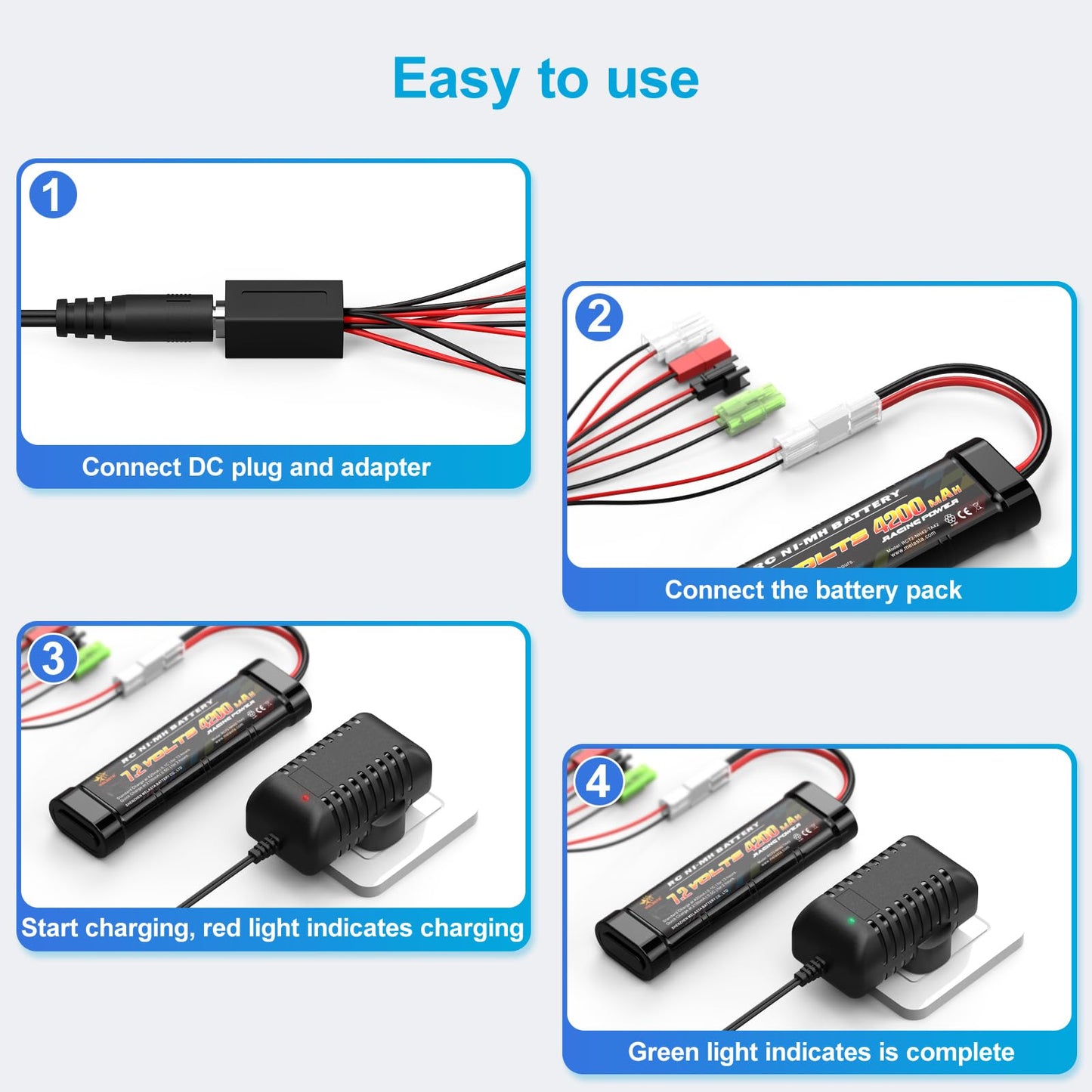 【UK Plug】 Intelligent Charger 2.4V-7.2V 8.4V 9.6V 12V for Nimh/Nicd Battery
