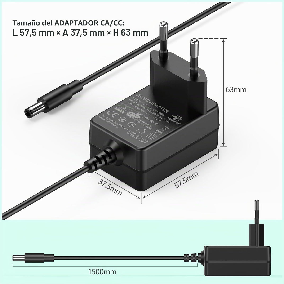 12V 1A AC/DC Power Adapter for 12V Electronics