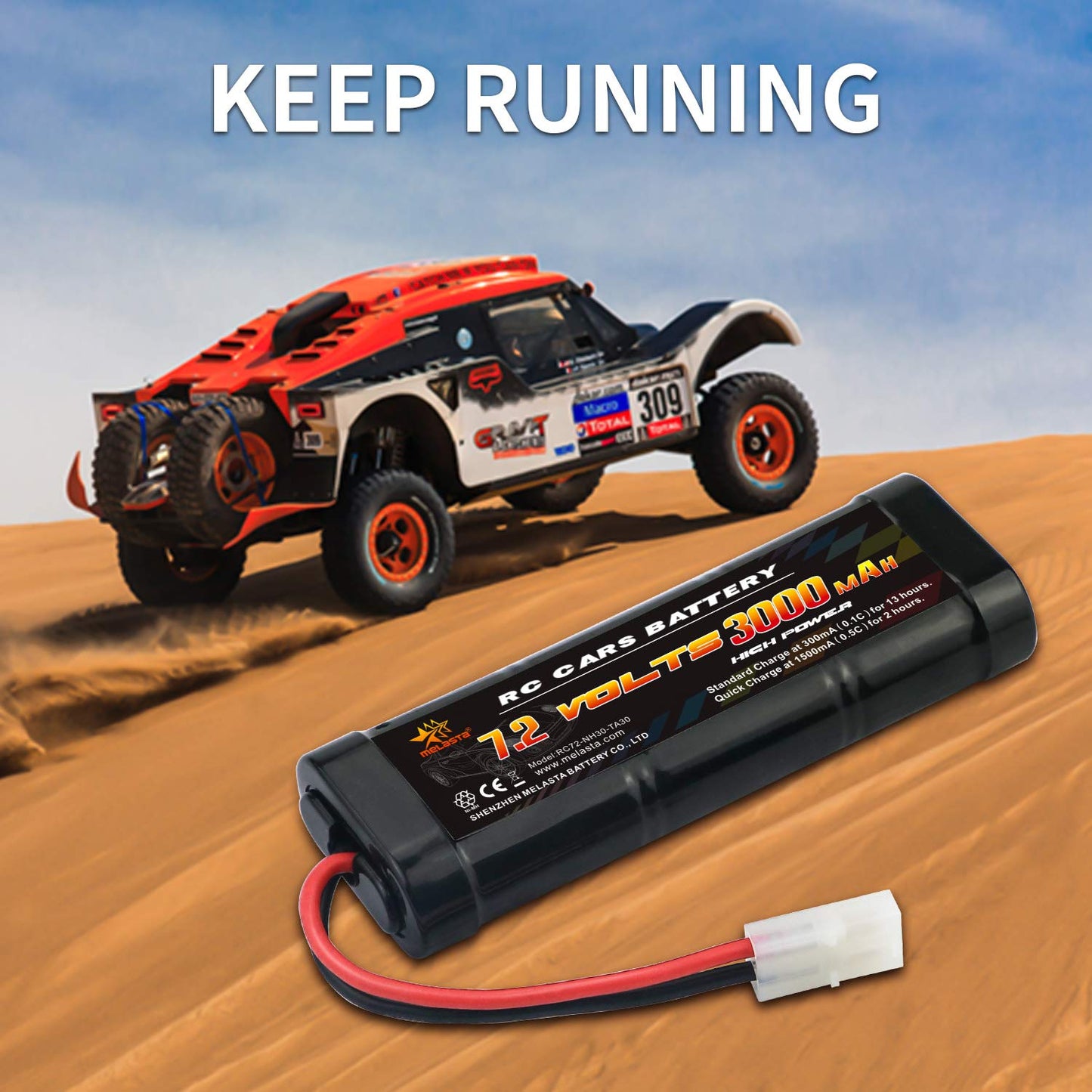 7.2V 3000mAh Ni-MH RC Car Battery with Tamiya Connector